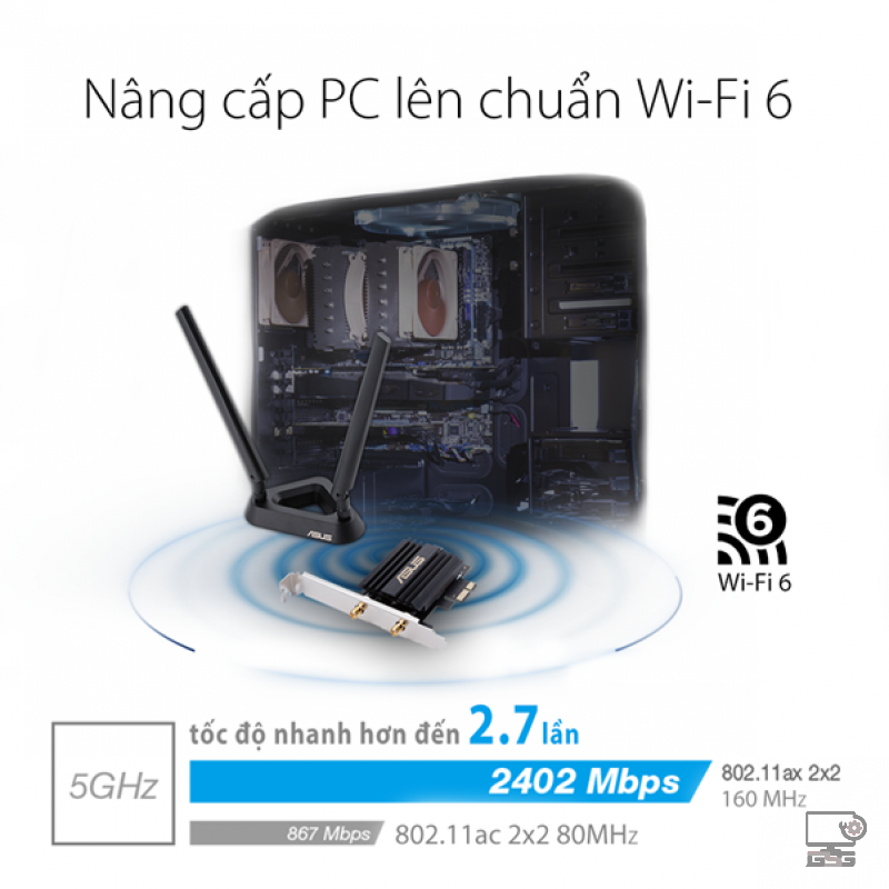 Card mạng PCIe WiFi 6 ASUS PCE-AX58BT Chuẩn AX3000