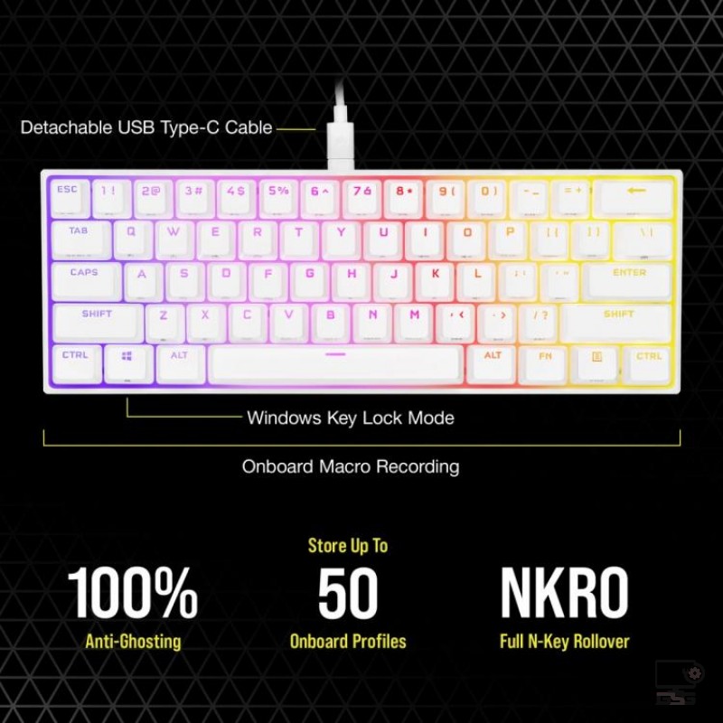 Bàn phím cơ Corsair K65 RGB MINI White